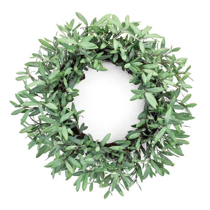 Melrose Olive Leaf Foliage Wreath 29"D, Green/Brown - 92656DS