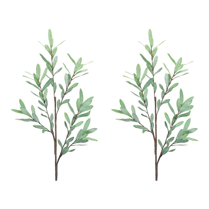 Melrose International Olive Leaf Twig Branch, Set of 2, Green
