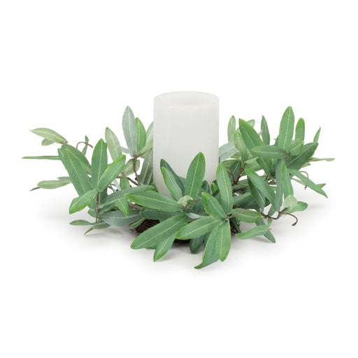 Melrose International Olive Leaf Candle Ring 12"D, Green - 92662DS