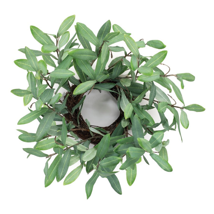 Melrose International Olive Leaf Candle Ring 12"D, Green