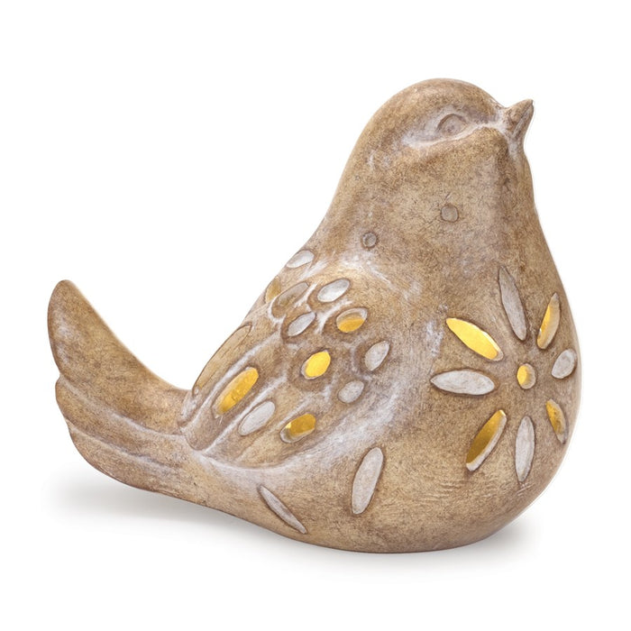 Melrose International LED Bird Figurine, Set of 2, Beige