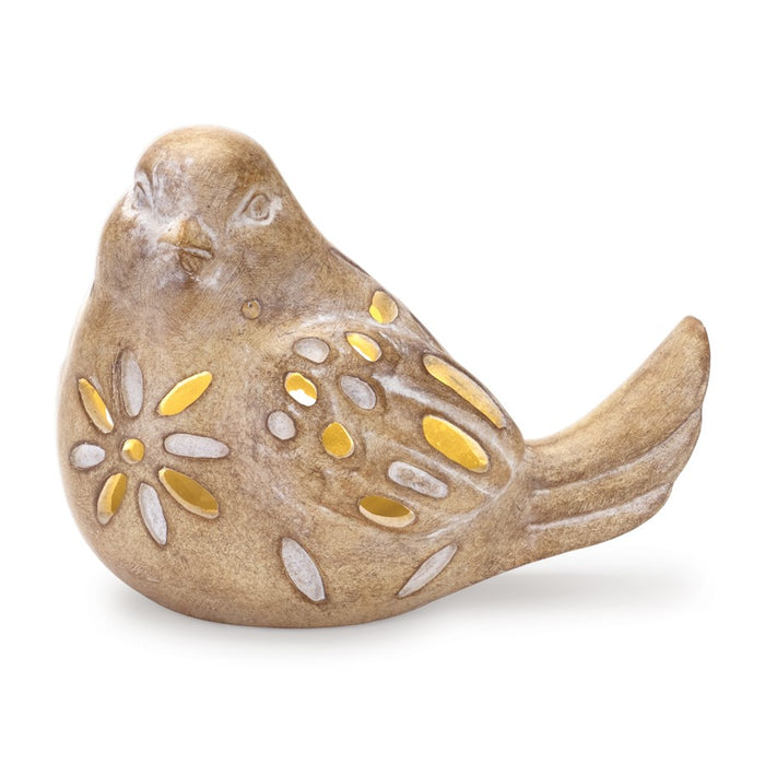 Melrose International LED Bird Figurine, Set of 2, Beige