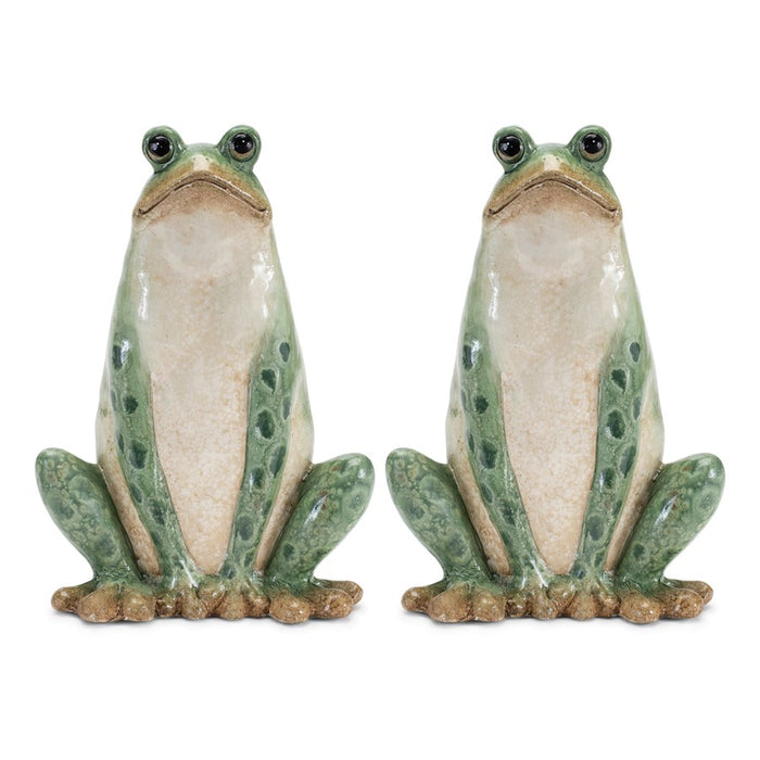 Melrose International Ceramic Garden Frog Statue, Set of 2, Green