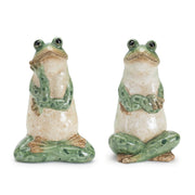 Melrose Ceramic Garden Frog Statue (Set of 2), Green/Beige - 92695DS