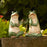 Melrose Int. Ceramic Garden Frog Statue, Set of 2, Green/Beige