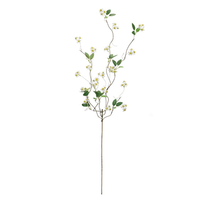 Melrose Mini Floral Twig Branch (Set of 6), White/Green