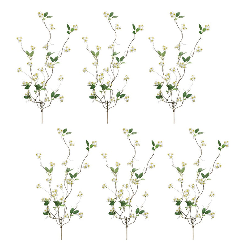 Melrose Mini Floral Twig Branch (Set of 6), White/Green