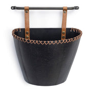 Melrose International Iron Metal Wall Pocket, Set of 2, Black/Brown - 92734DS