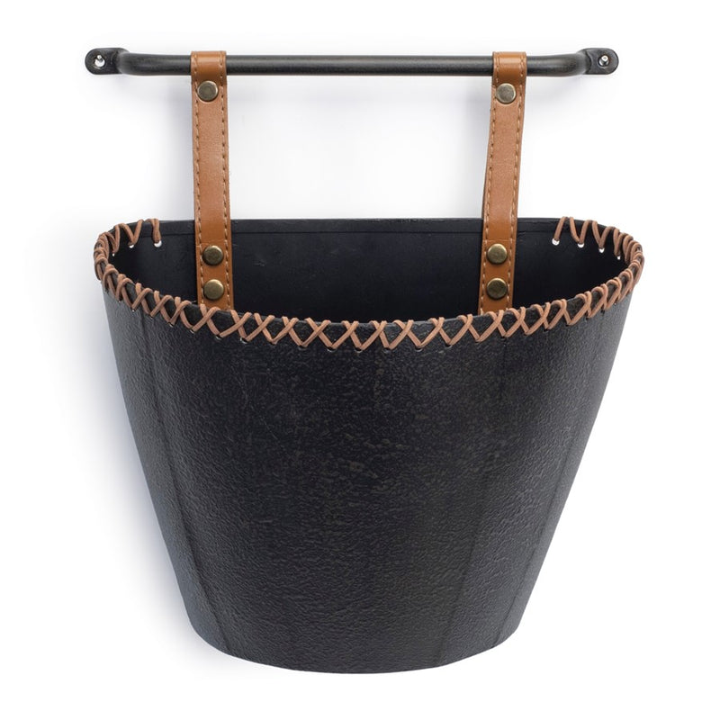 Melrose International Iron Metal Wall Pocket, Set of 2, Black/Brown - 92734DS
