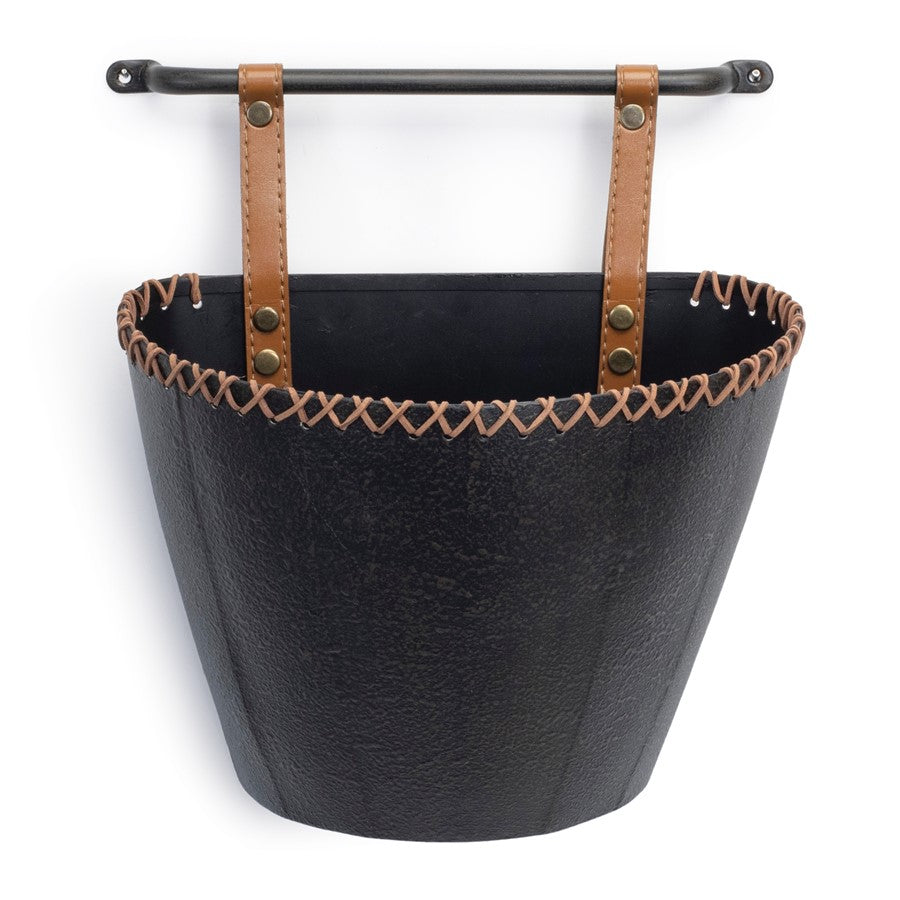 Melrose International Iron Metal Wall Pocket, Set of 2, Black/Brown - 92734DS