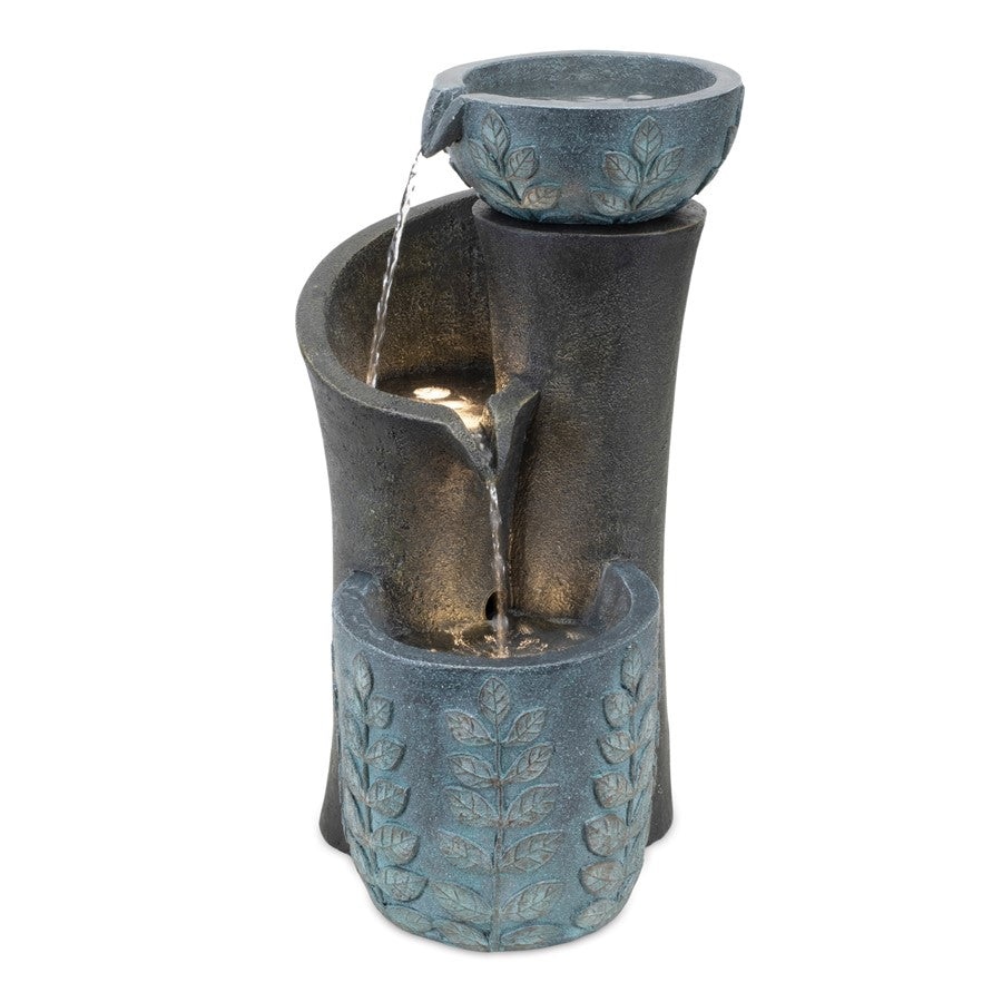 Melrose International Cascading Leaf Bowl Founta, 19.5"H, Blue/Grey - 92739DS