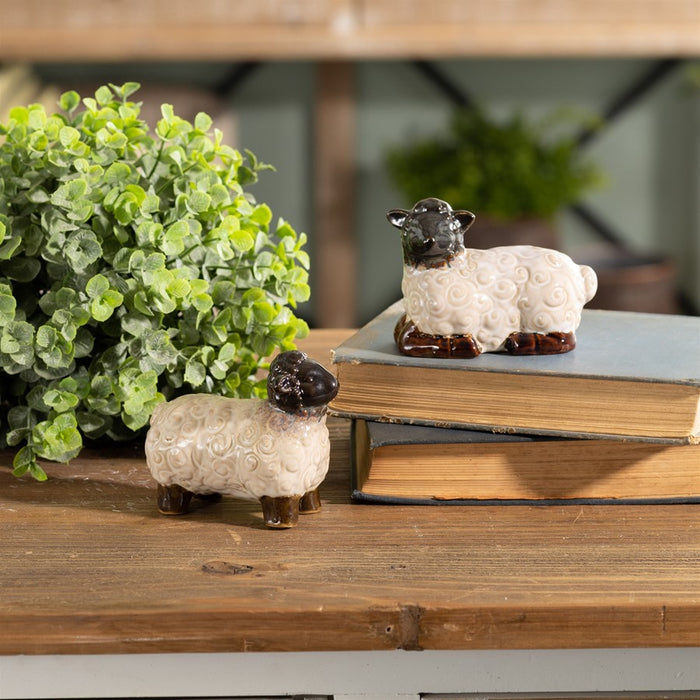 Melrose International Mini Sheep Figurine, Set of 6, White/Brown