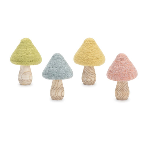 Melrose International Felt Wood Mushroom Decor, Set of 24, Multi - 92752DS