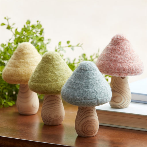 Melrose International Felt Wood Mushroom Decor, Set of 24, Multi