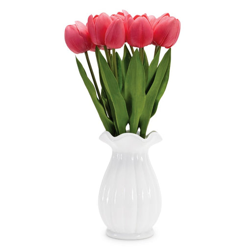 Melrose International Tulip Floral Pitcher Vase, Set of 2, Pink/Green - 92764DS