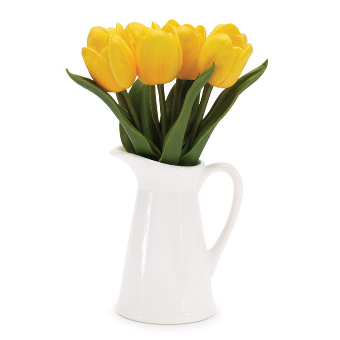 Melrose Int. Tulip Floral Pitcher Vase, Set of 2, Yellow/Green - 92766DS