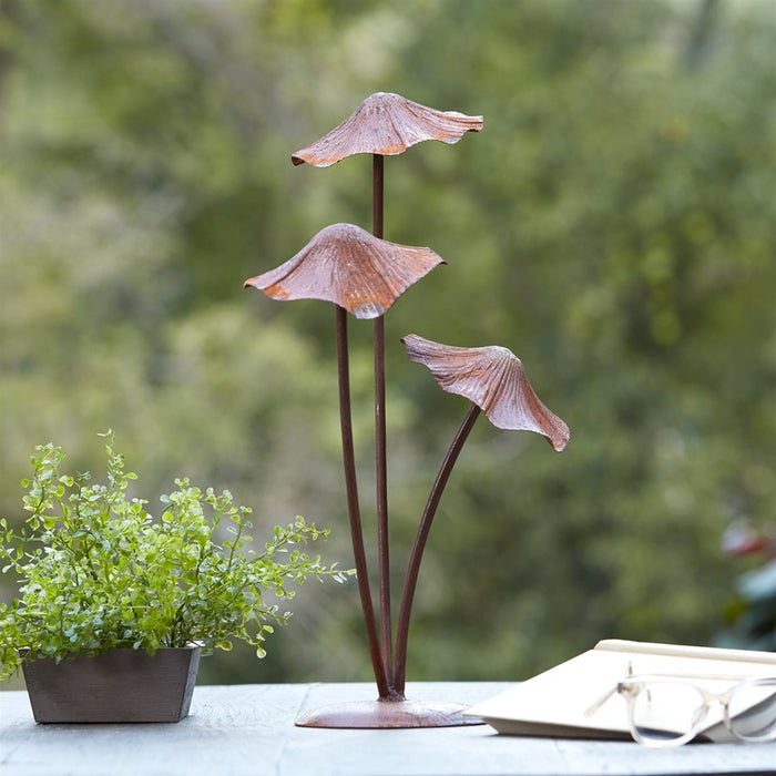 Melrose Brz Metal Mushroom Garden Accent 18.25"H, Brz