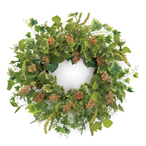 Melrose International Mixed Seeded Foliage Wreath 24"D, Green - 92780DS