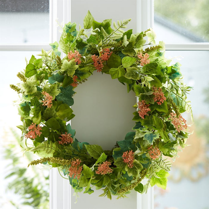 Melrose International Mixed Seeded Foliage Wreath 24"D, Green