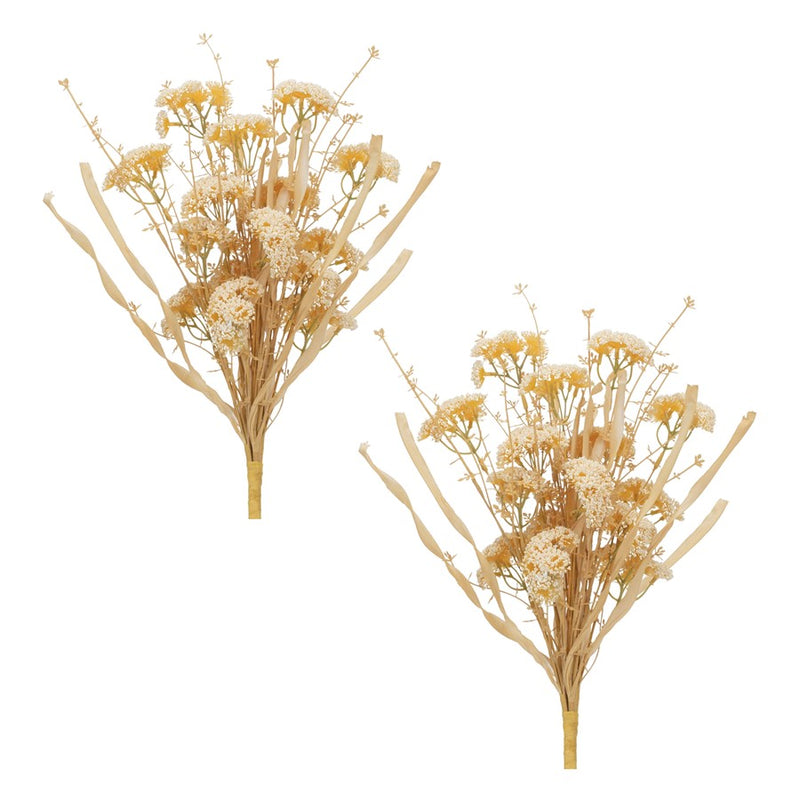 Melrose International Beige Floral Grass Bush, Set of 2, Beige