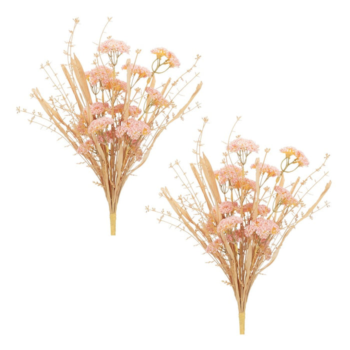 Melrose International Blush Floral Grass Bush, Set of 2, Pink/Beige