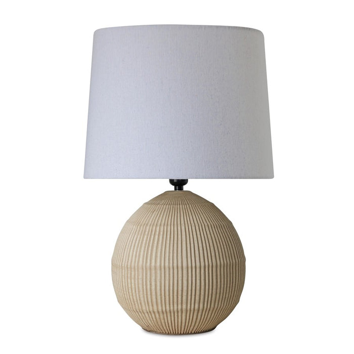 Melrose International Ribbed Ceramic Table Lamp 20.5"H, Beige/White - 92786DS