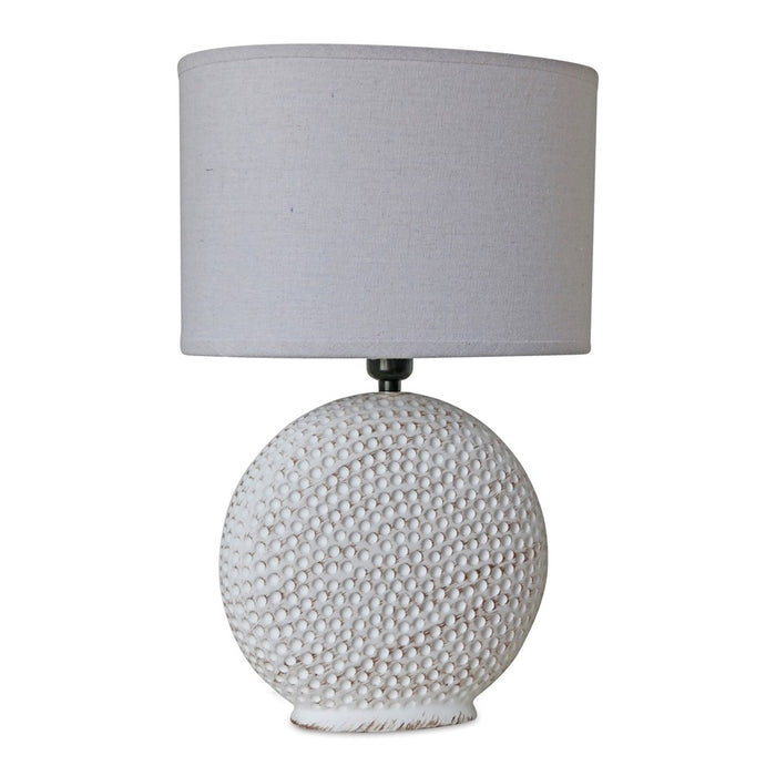Melrose International Notched Ceramic Table Lamp 18"H, White/Grey - 92791DS