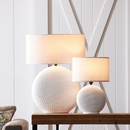 Melrose International Notched Ceramic Table Lamp 18"H, White/Grey