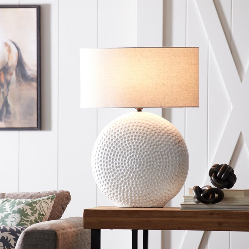 Melrose International Notched Ceramic Table Lamp 26"H, White/Grey