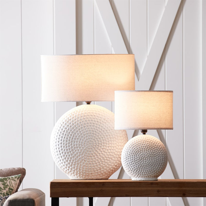 Melrose International Notched Ceramic Table Lamp 26"H, White/Grey