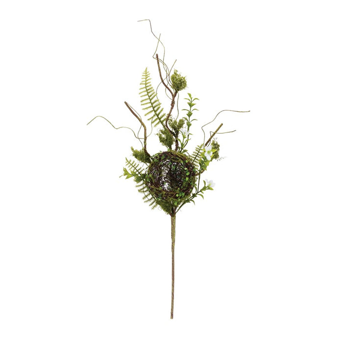 Melrose International Bird Nest Twig Spray, Set of 2, Green/Brown