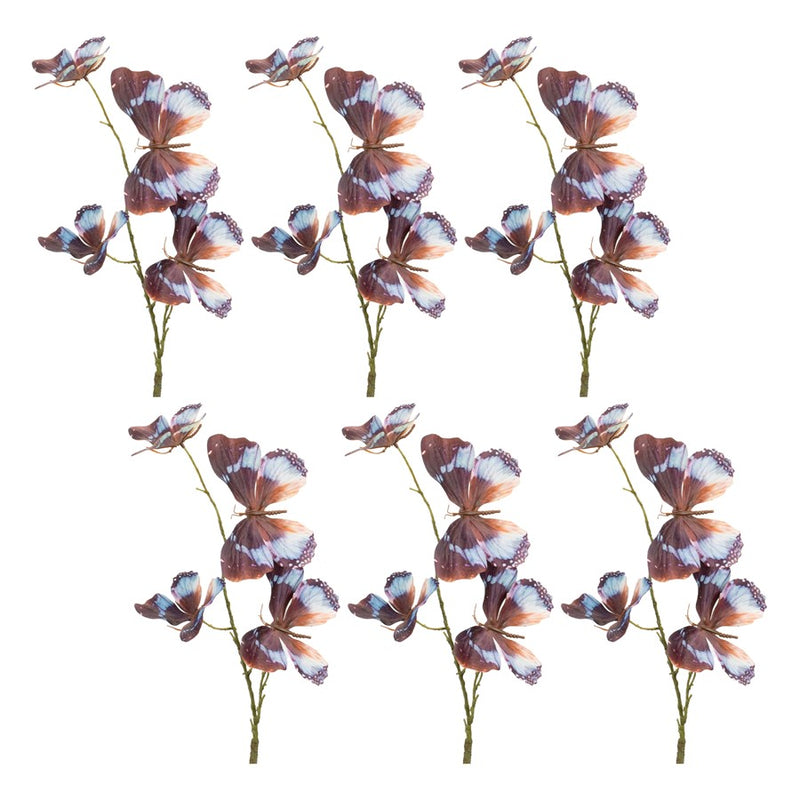 Melrose International Butterfly Spray, Set of 6, Brown/Blue