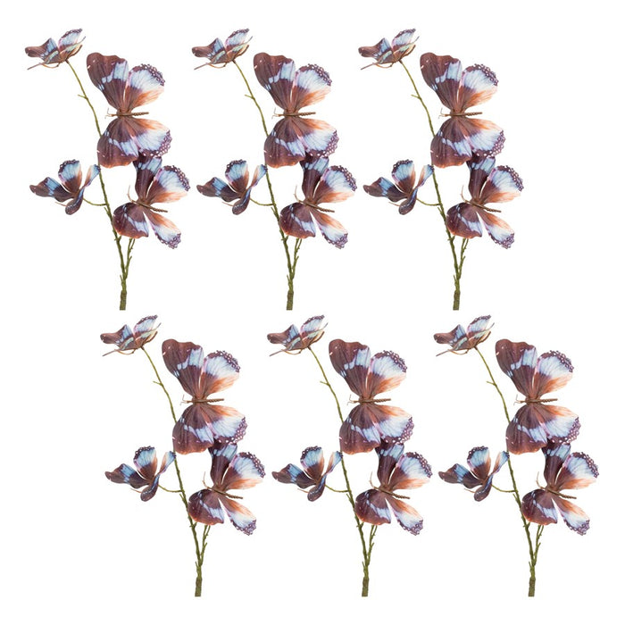 Melrose International Butterfly Spray, Set of 6, Brown/Blue