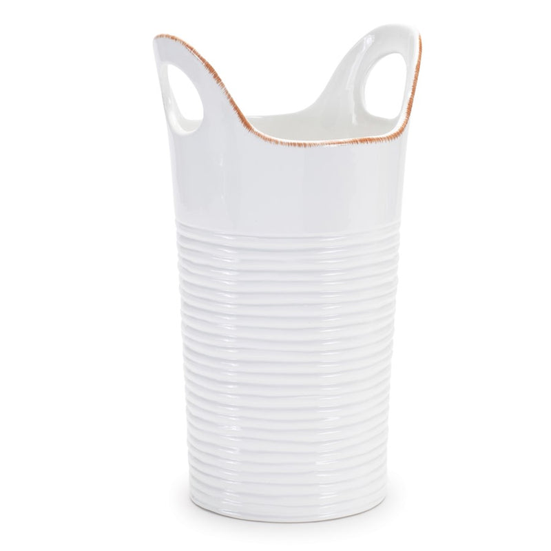 Melrose International Ceramic Bucket Vase, Set of 2, White/Beige - 92829DS