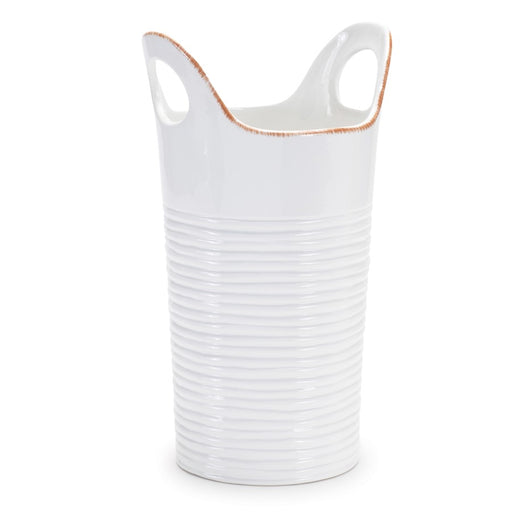 Melrose International Ceramic Bucket Vase, Set of 2, White/Beige - 92829DS