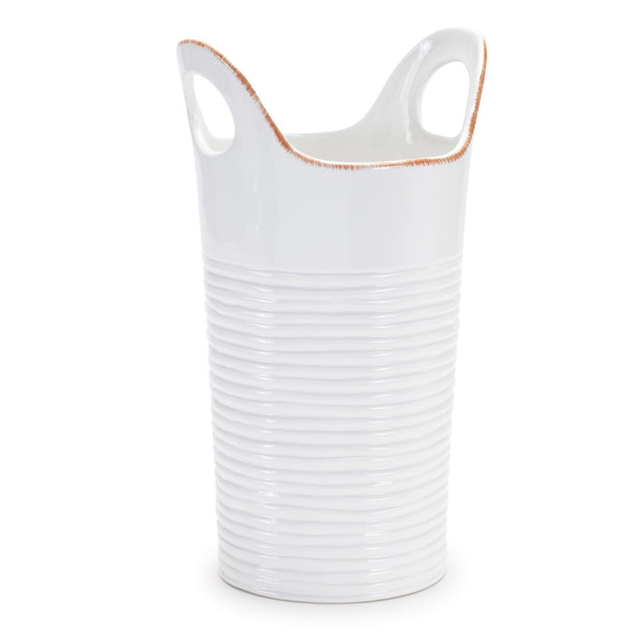 Melrose International Ceramic Bucket Vase, Set of 2, White/Beige - 92829DS