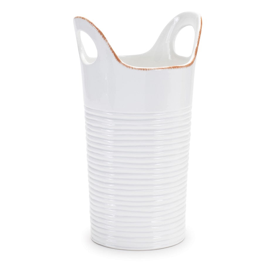 Melrose International Ceramic Bucket Vase, Set of 2, White/Beige - 92829DS