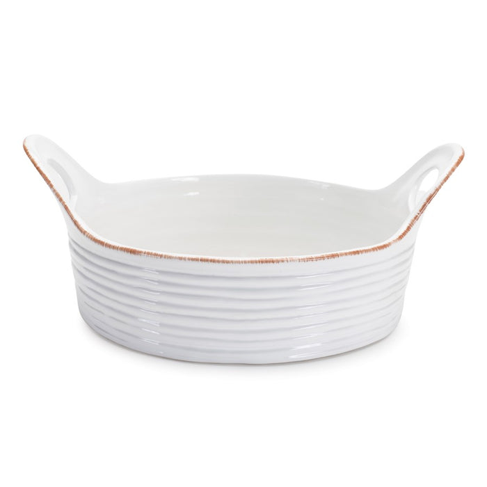 Melrose International Ceramic Bowl/Handles, Set of 2, White - 92830DS