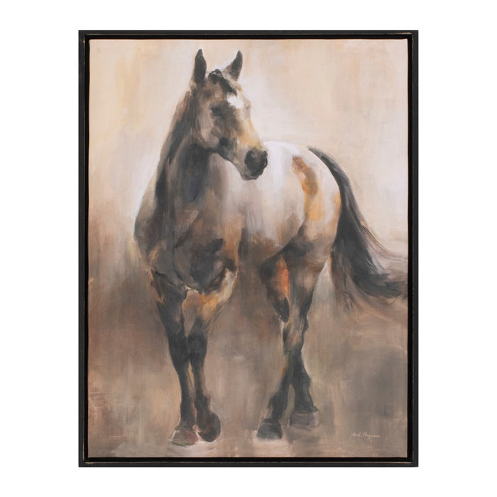 Melrose International Framed Horse Canvas Art 24"H, Black/Beige - 92843DS