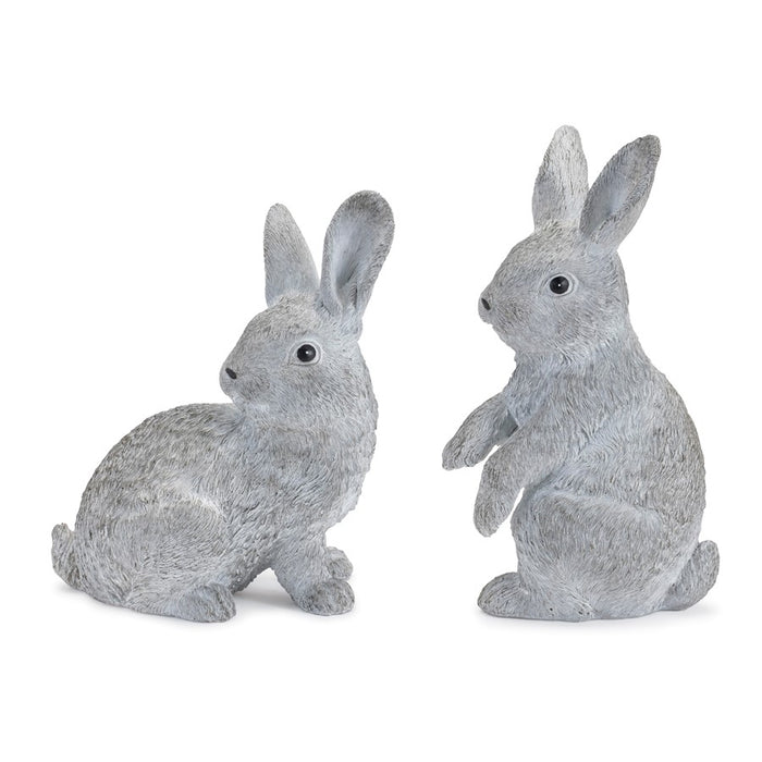Melrose International Stone Garden Bunny Figurine, Set of 2, Grey - 92849DS