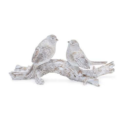 Melrose White Washed Birds on Branch Figurine 9.5"L, White/Brown - 92880DS