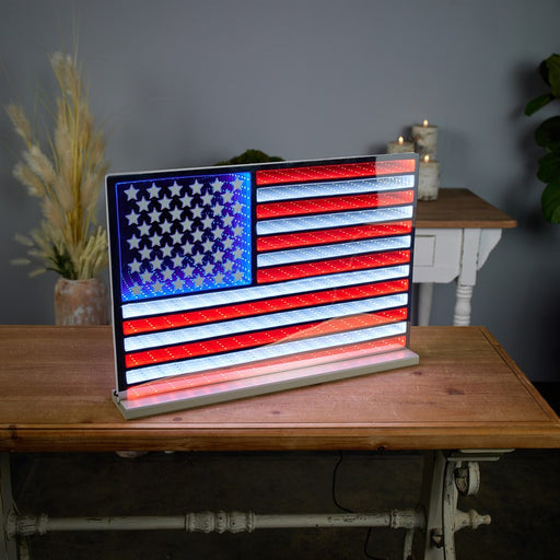 Melrose American Flag Ekko Light Display 23"L, Red/White/Blue