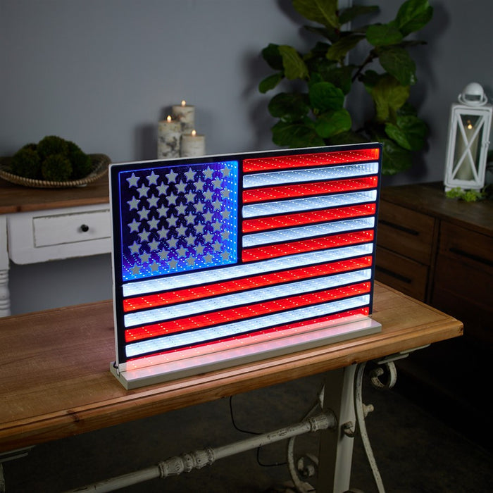 Melrose American Flag Ekko Light Display 23"L, Red/White/Blue