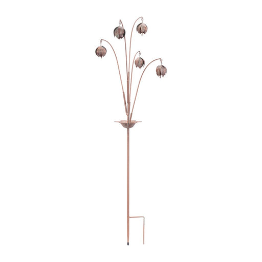 Melrose Iron Floral Spray Garden Stake (Set of 2), Brown/Green