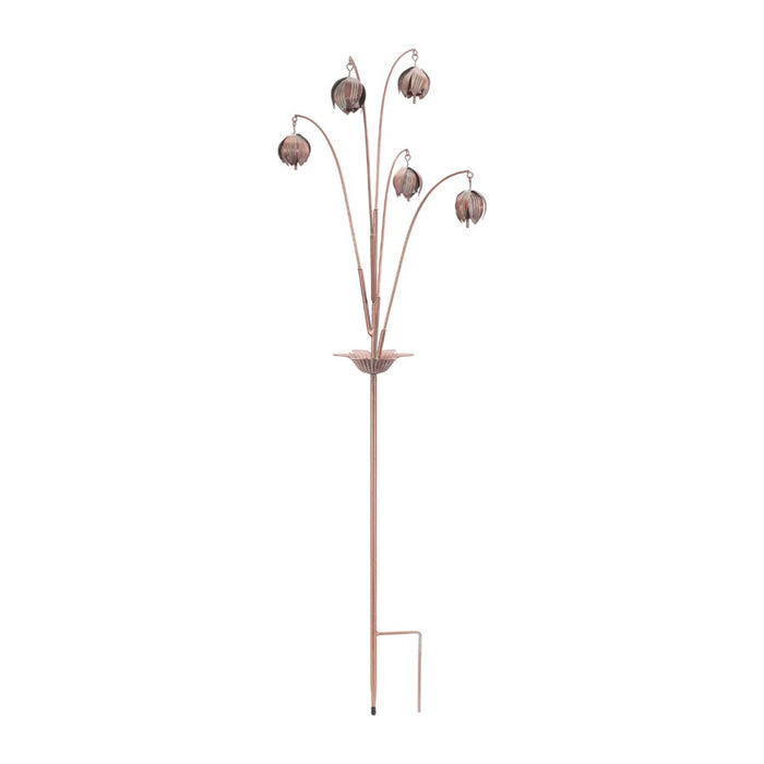 Melrose Iron Floral Spray Garden Stake (Set of 2), Brown/Green