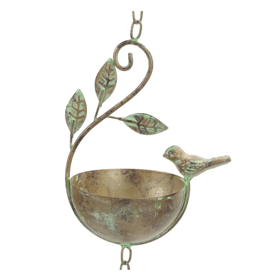 Melrose Iron Bird Rain Chain 60"L, Gold/Gray - 96147DS