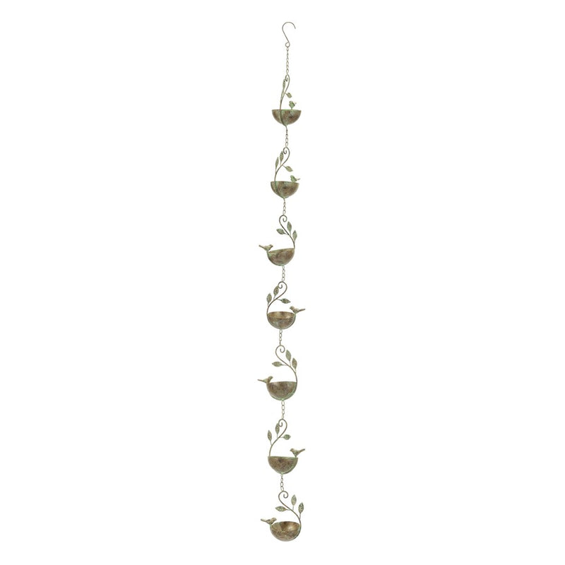 Melrose Iron Bird Rain Chain 60"L, Gold/Gray