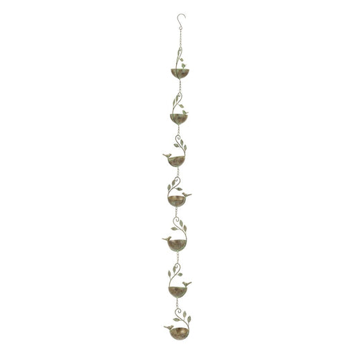 Melrose Iron Bird Rain Chain 60"L, Gold/Gray