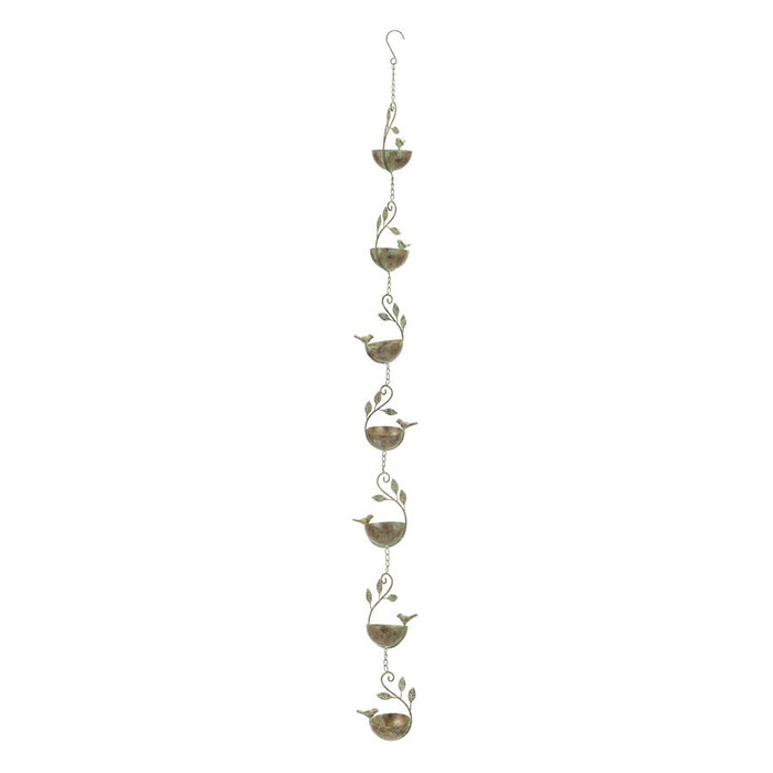 Melrose Iron Bird Rain Chain 60"L, Gold/Gray