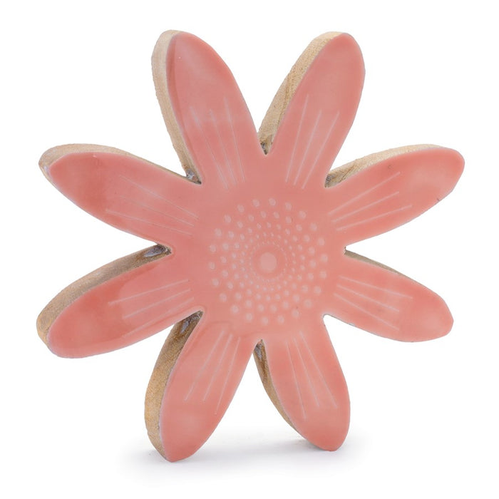 Melrose Mango Wood Flower Decor (Set of 2), Pink/Beige